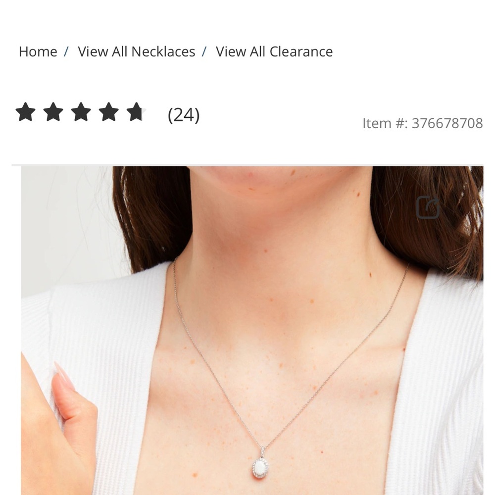 Lab-Created Opal & White Lab-Created Sapphire Necklace Sterling Silver 18"